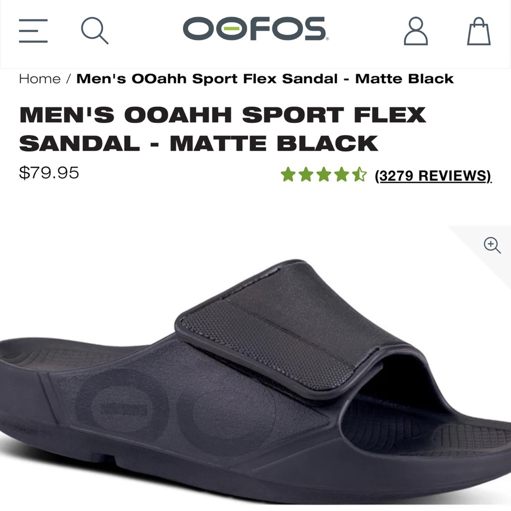OOFOS Men's OOahh Sport Flex Sandal - Matte Black size 14